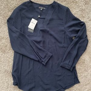 Adrianna Papell Navy Long-sleeve Blouse